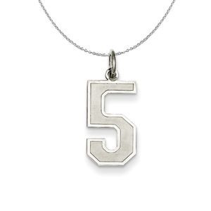 Sterling Silver, Jersey Collection, Medium Number 5 Necklace - 16 inch